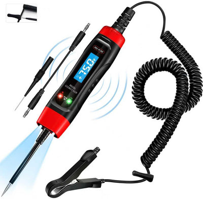 Probador voltaje auto 4-75V LCD sonido sonda fusible