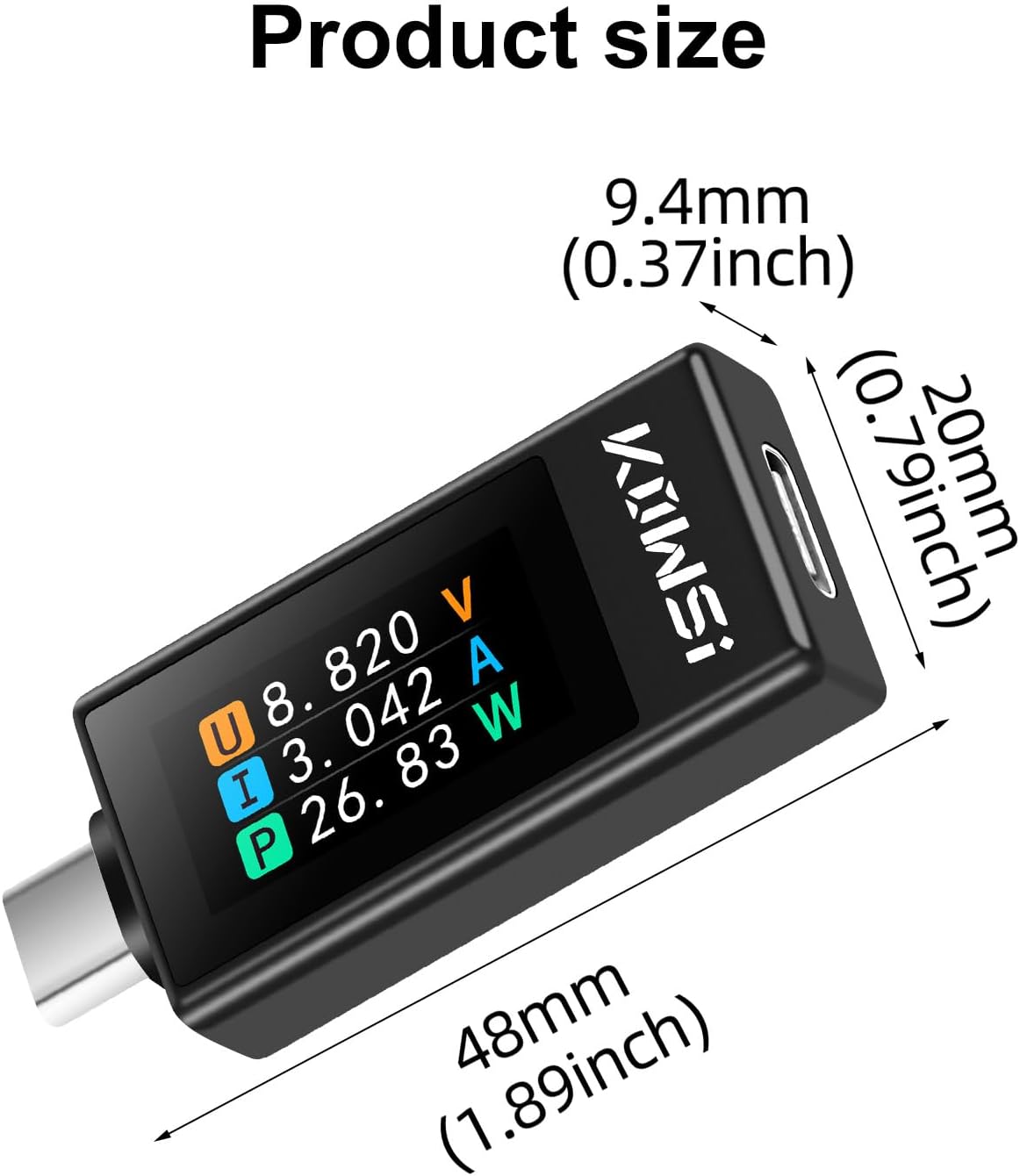 Medidor USB C 4-30V 0-8A Tester Multímetro Digital