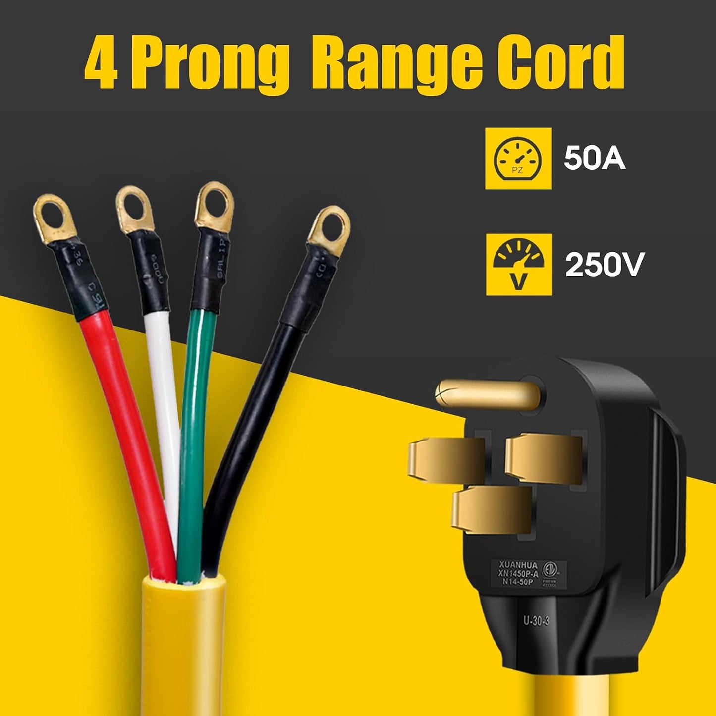 Cable alimentación 4 clavijas NEMA 14-50P 50A 6ft