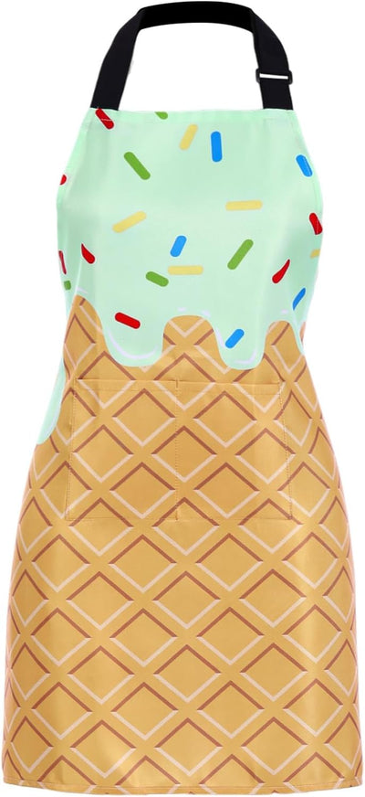 Delantal de helado para mujer con cuello ajustable y bolsillos unisex