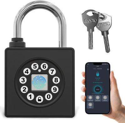 Candado huella dactilar con llave y app para valla puerta piscina