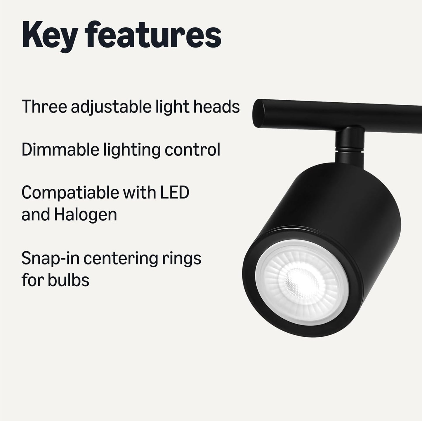Kit iluminación riel 3 luces 20pulg negro