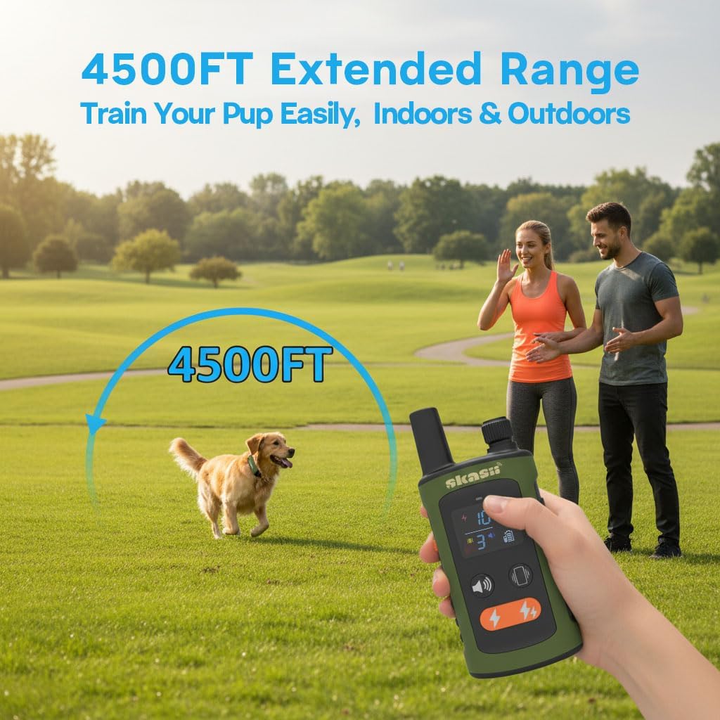 Collar entrenamiento perro 4500ft 0-150lbs 4 modos recargable verde