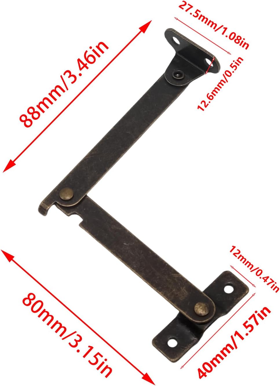 4 Bisagras Metal Latón Antiguo Soporte Tapa Plegable