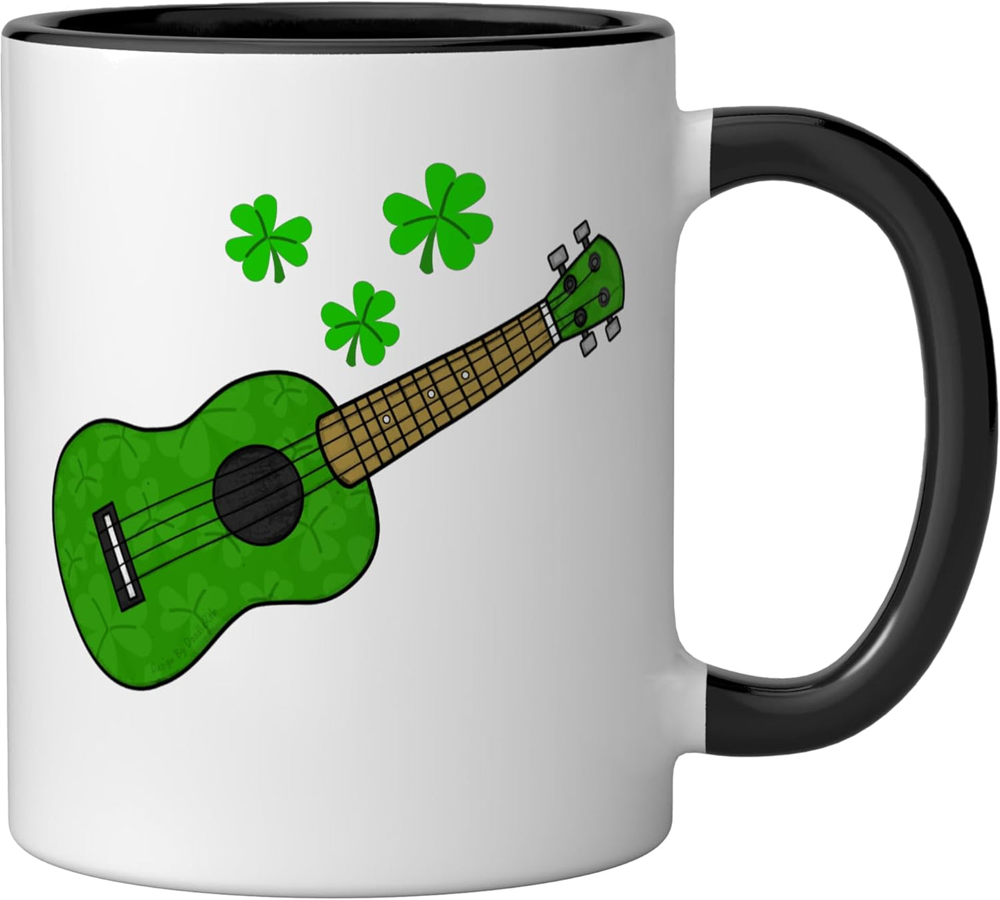 Taza Cerámica Ukulele St Patrick's Day Negro/Blanco