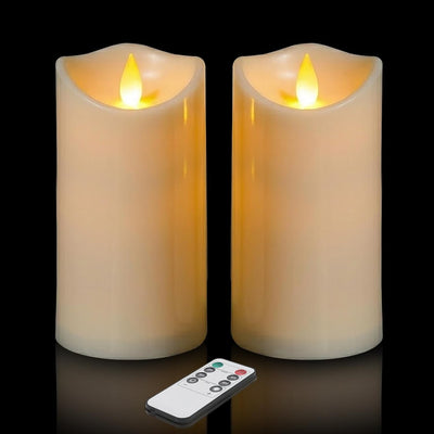 Velas sin llama 3x6pulg set 2 pilares con pila y temporizador