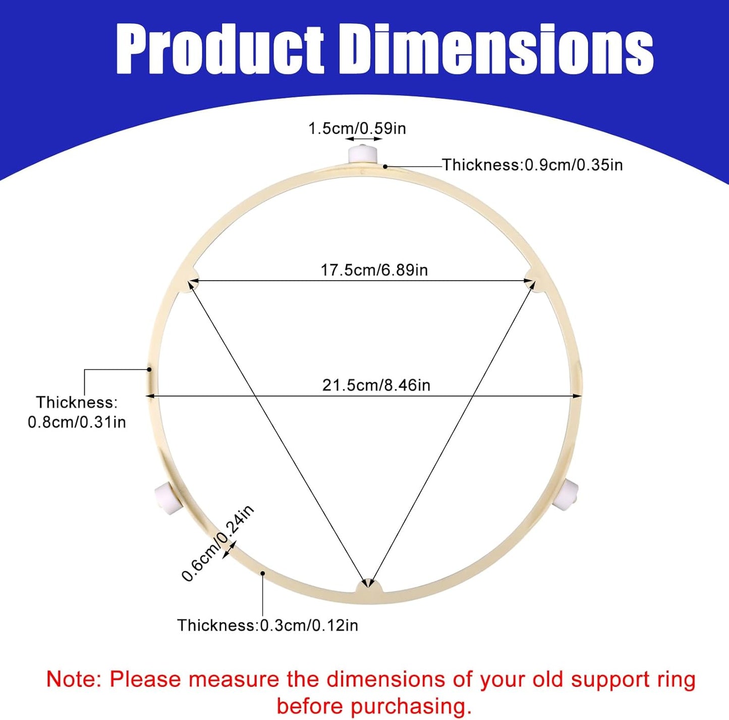 Anillo giratorio para microondas de 8.5 pulgadas, soporte para bandeja de vidrio