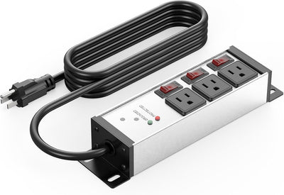 Regleta eléctrica 3 tomas 20A interruptores pared garaje 6ft plateado