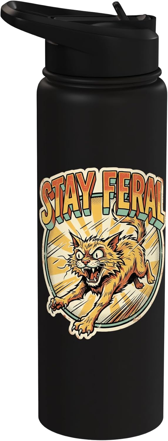 Bottella de agua aislada para gato salvaje de acero inoxidable