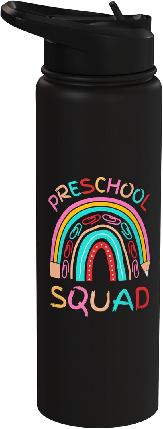 Botella de agua acero inoxidable para niños retro Preschool Squad