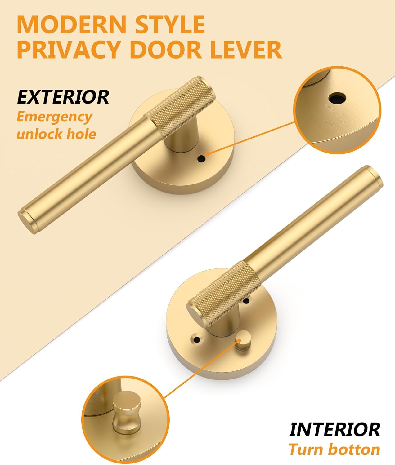 6 Manijas Puerta Bronce Champán para Dormitorio Baño