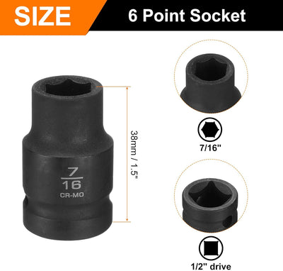 Zócalo impacto poco profundo 7/16 pulg 1/2 enchufe acero 40cr
