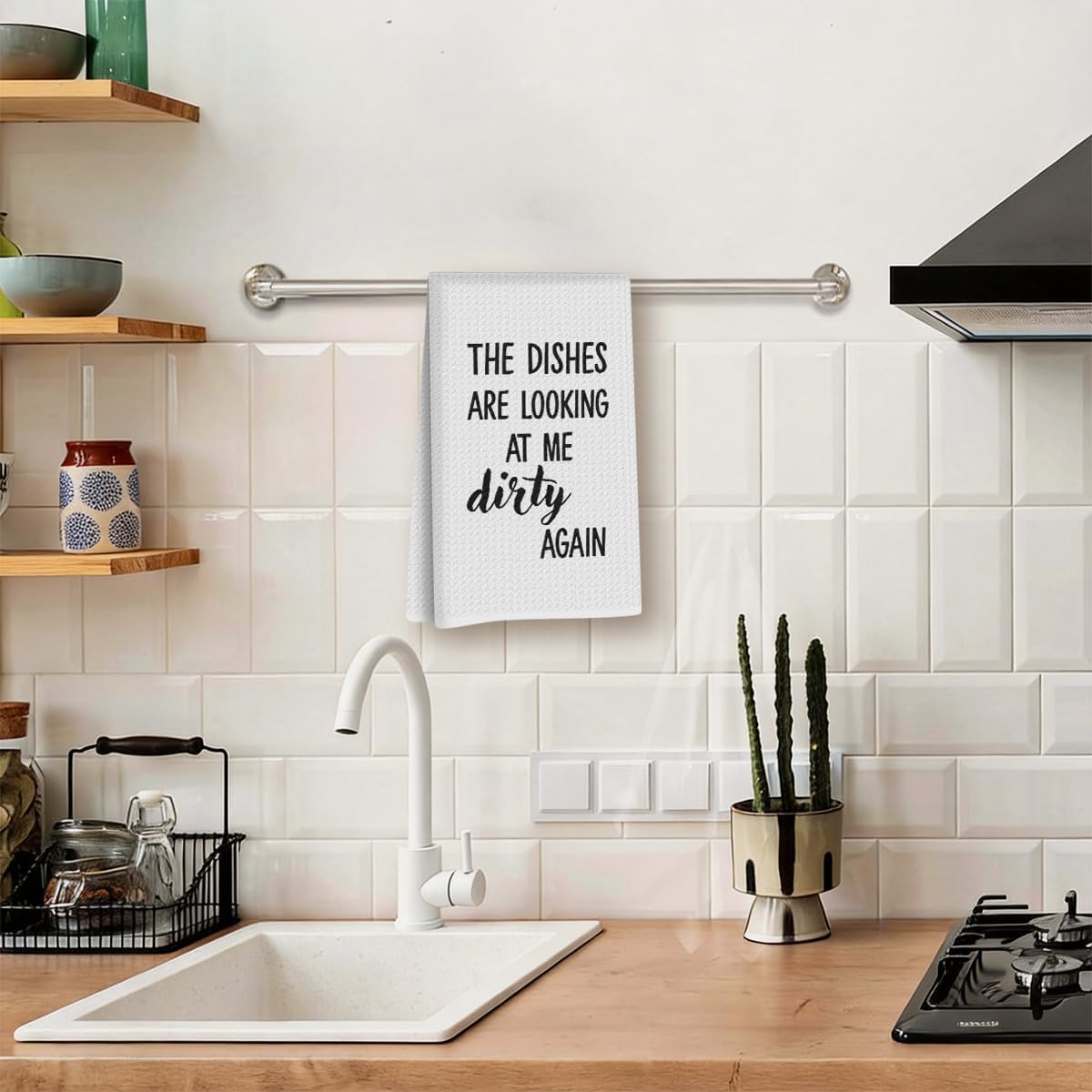 Toalla de cocina divertida con texto en inglés para cocina y baño
