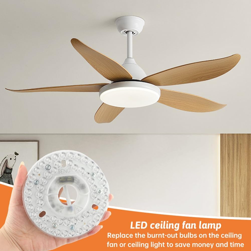 Kit luz LED ventilador techo 4.92pulg regulable 14W 3CCT