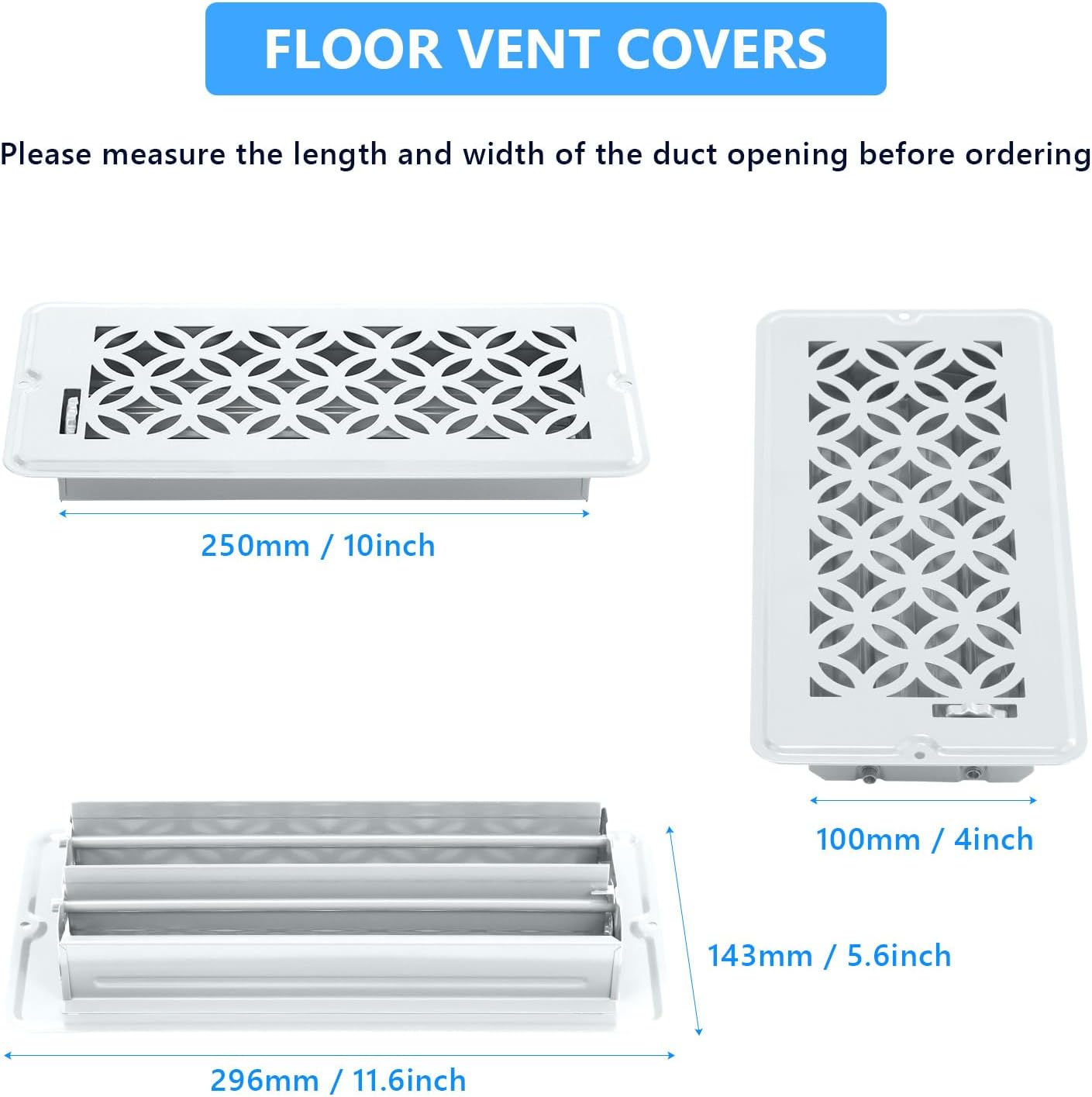 5 Pzas Cubiertas Ventilación Suelo 4x10pulg Ajustables