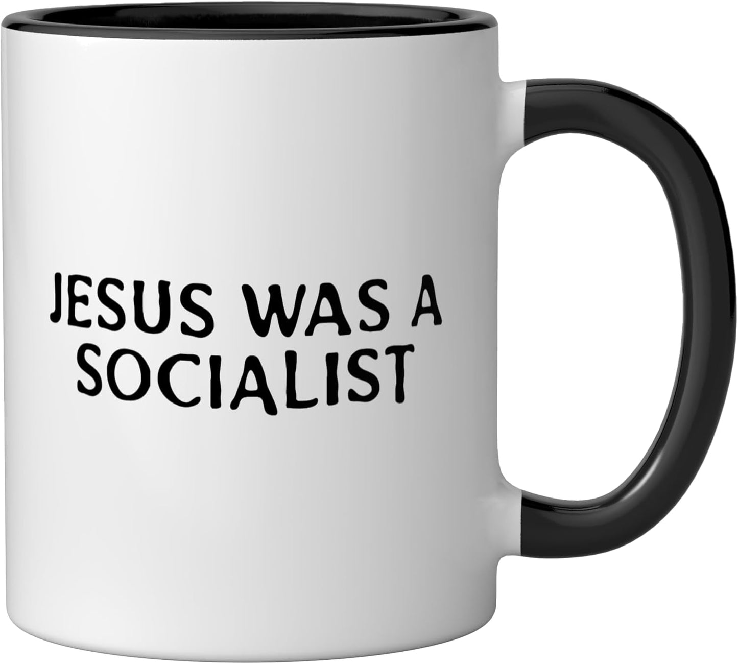 Taza de cerámica Jesus Was A Socialist Message Negro/Blanco