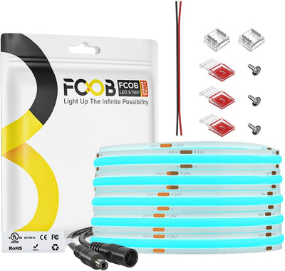 Tira LED COB azul hielo 16.4ft 480LEDs/m CRI90 flexible