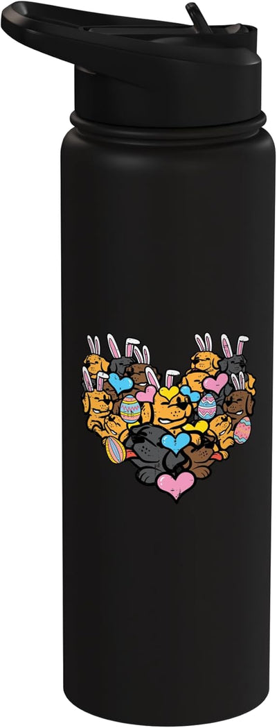 Botella de agua aislada de acero inoxidable con forma de corazón y conejo para perros