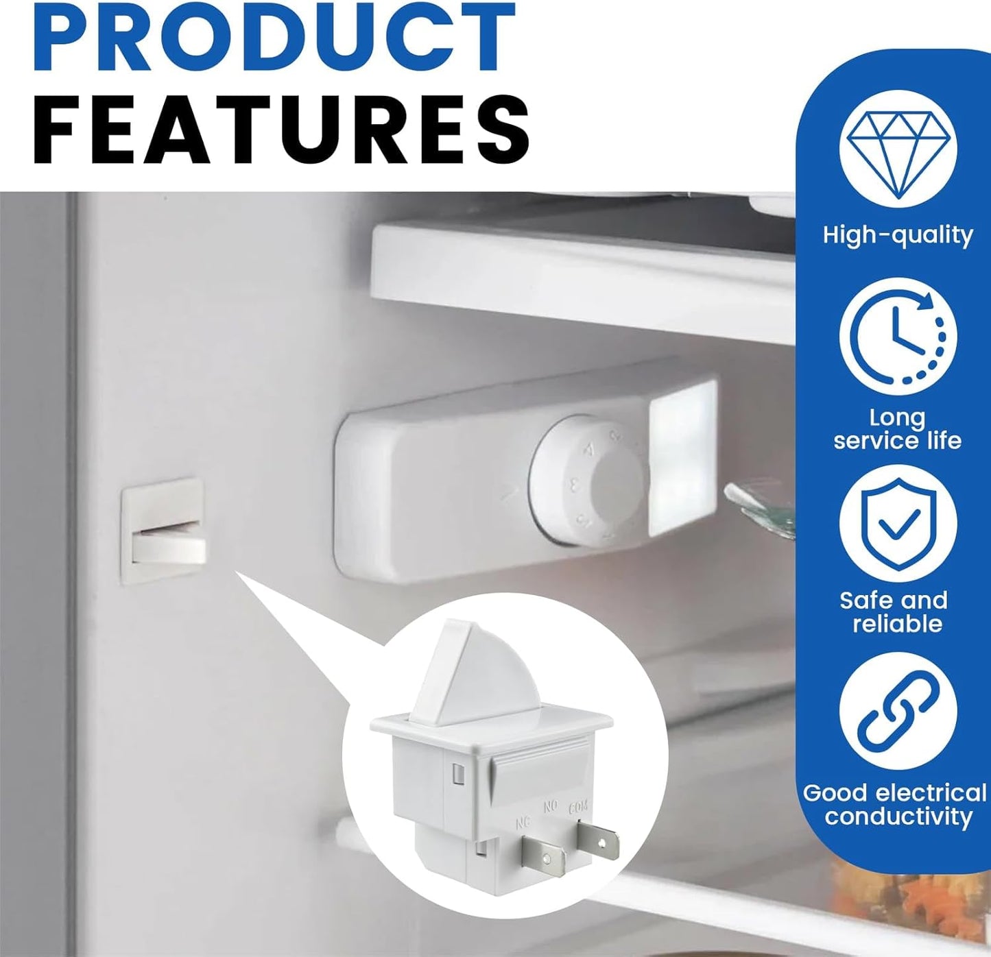 3 Pzas Interruptor Luz Puerta Refrigerador 250V