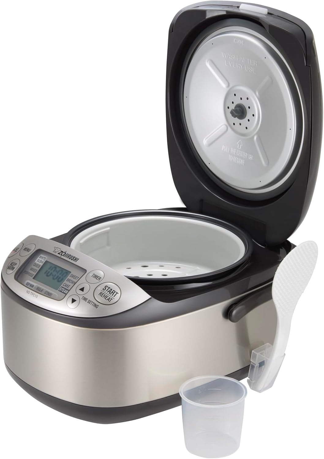 Olla arrocera con calentador acero inox 5.5 tazas