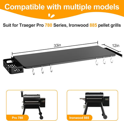 Estante plegable para parrilla Traeger Pro 780 y Ironwood 885