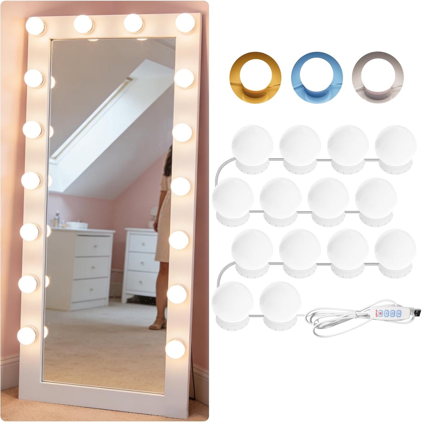 Luz LED tocador ajustable USB adhesiva para maquillaje