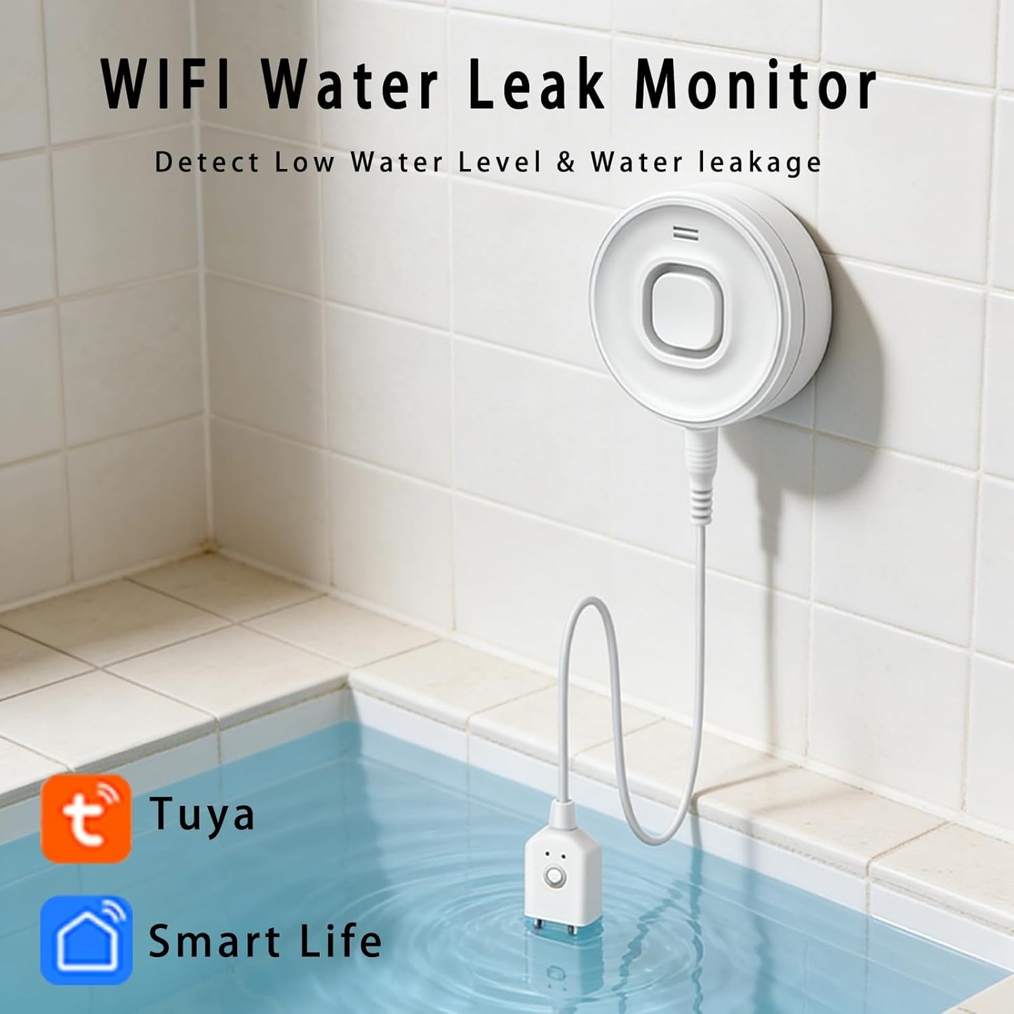Detector fugas agua WiFi alarma inteligente con cable
