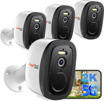 4 Cámaras Seguridad Inalámbricas 2K WiFi Detección Movimiento AI