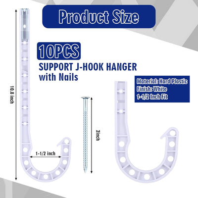 10 Ganchos Tubo PVC 1-1/2pulg Soporte Ajustable