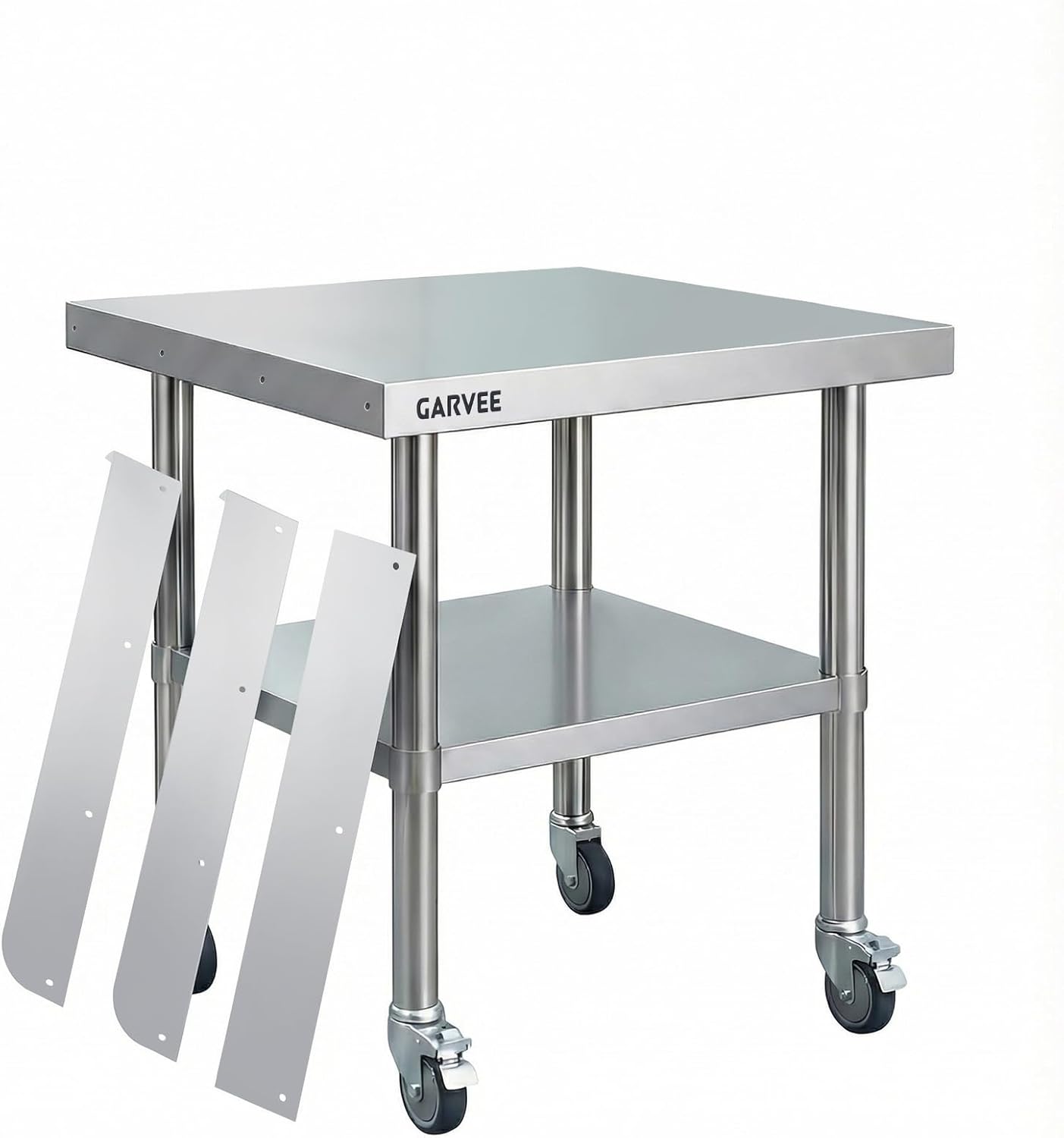 Mesa Trabajo Acero Inox 30x36pulg Ruedas Estante Ajustable