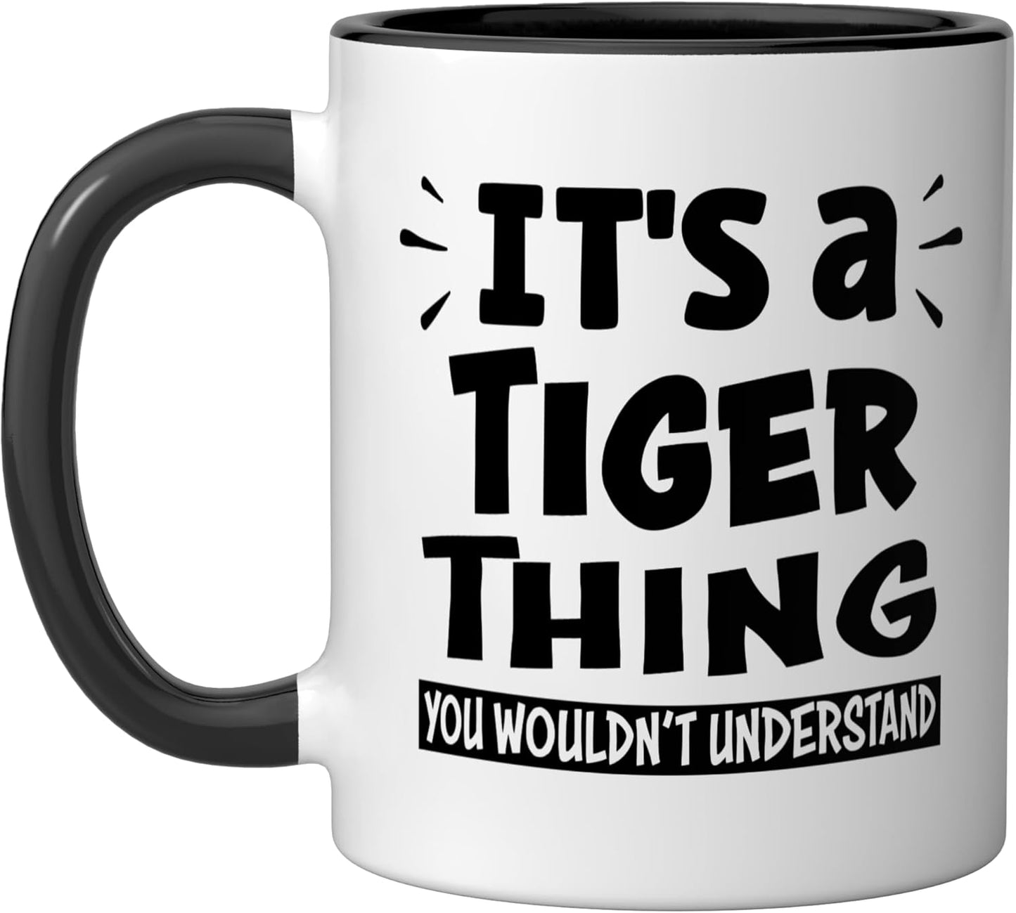 Taza cerámica para amantes de animales con dibujo de tigre negro y blanco