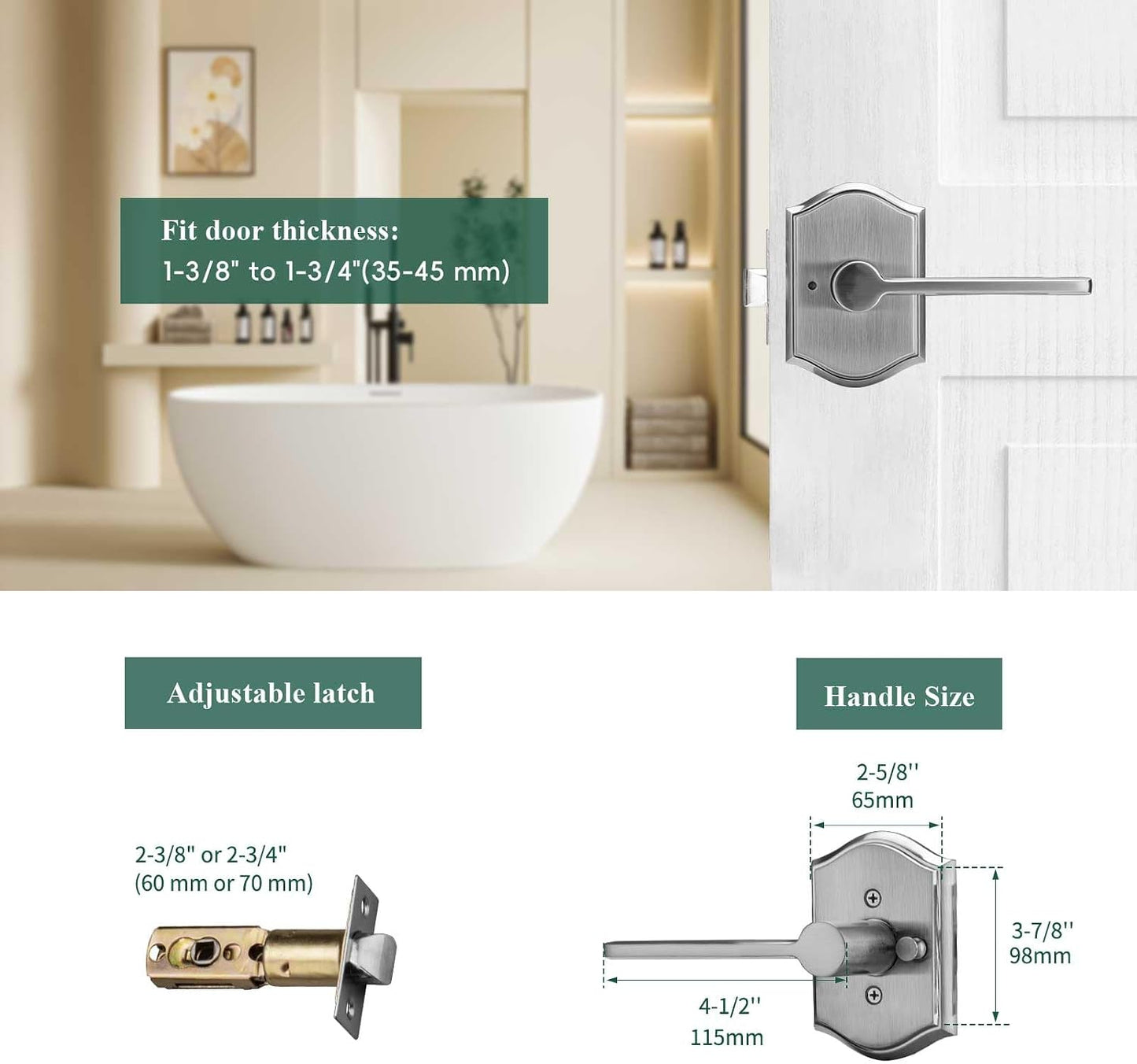 Manijas puerta níquel satinado con cerradura empuje