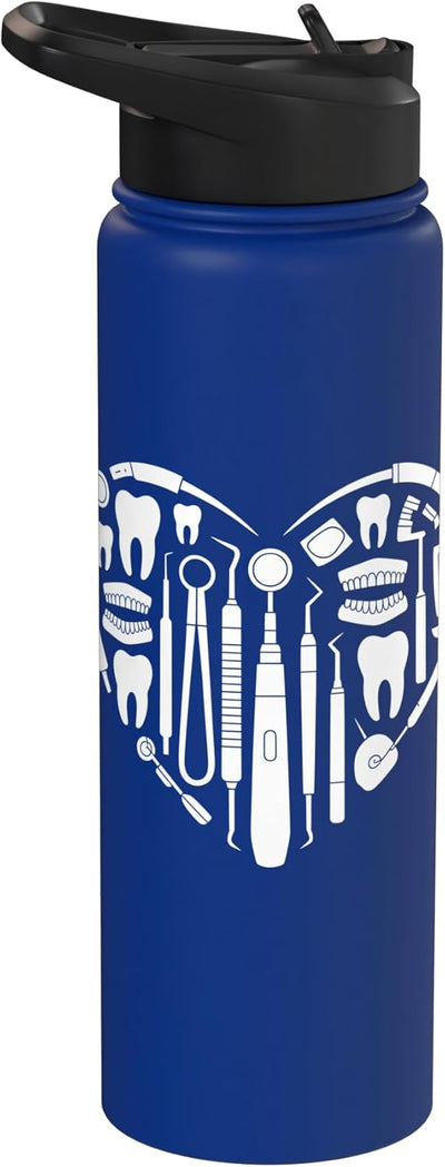 Set de instrumentos dentales de acero inoxidable con botella de agua aislada