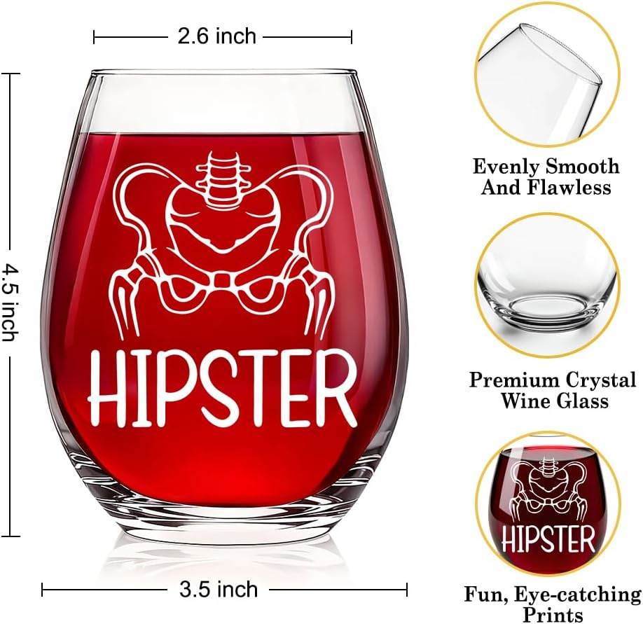 Copa de vino sin tallo hipster divertida para regalar