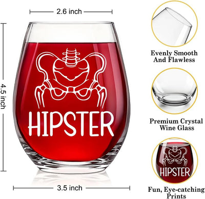 Copa de vino sin tallo hipster divertida para regalar
