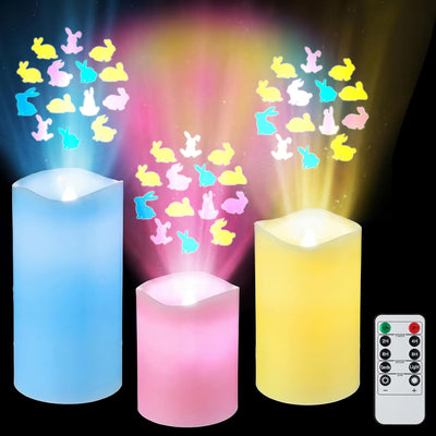 Velas proyector conejito LED temporizador decoración pascua
