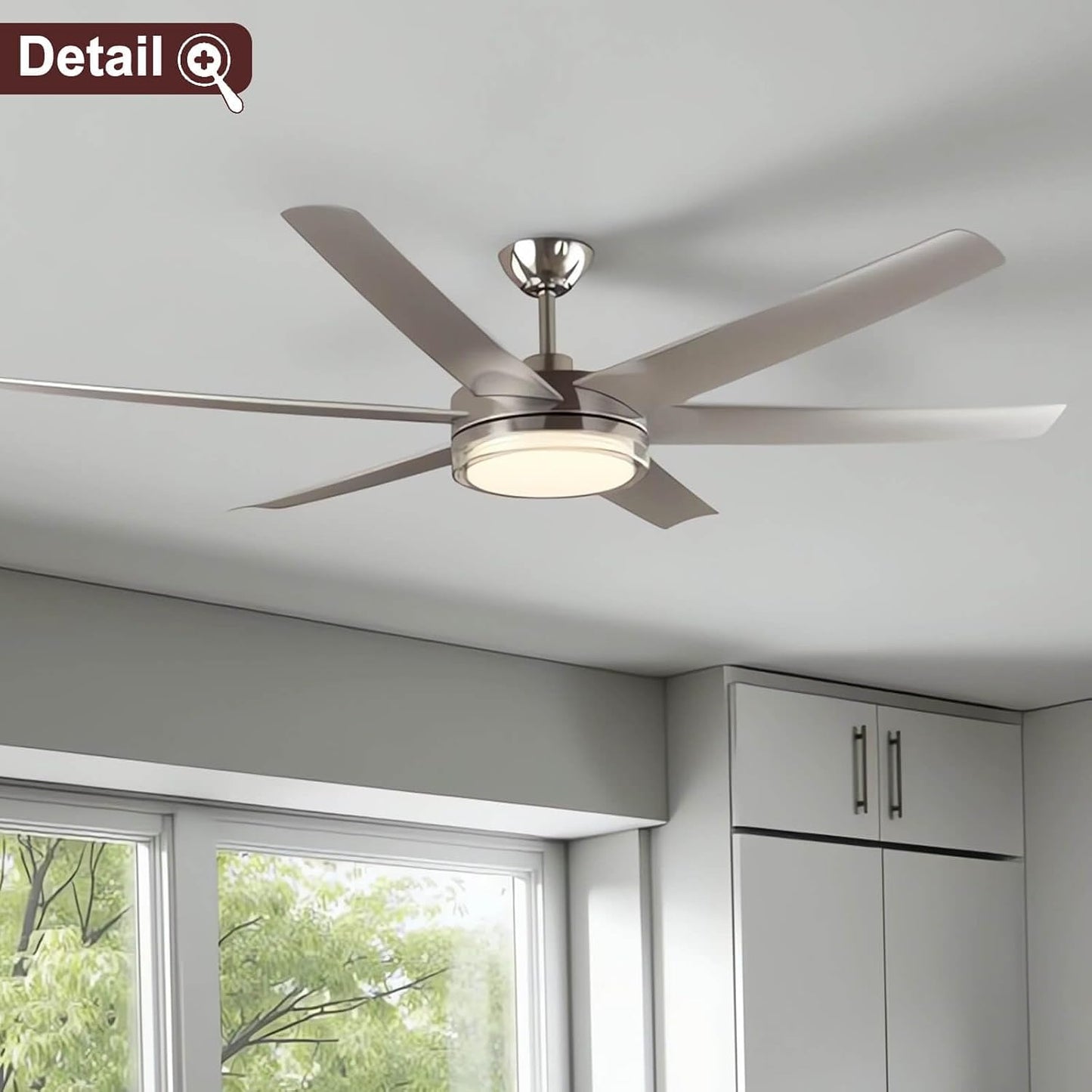 Ventilador techo 18pulg rosca 1" níquel varillas comp