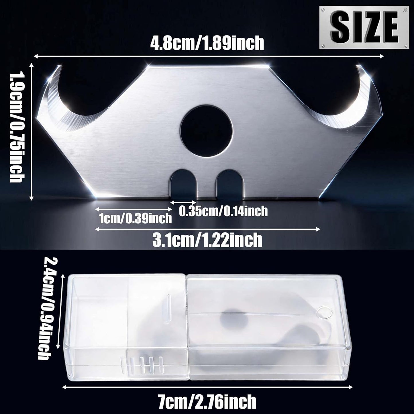 100 Cuchillas Gancho Acero SK5 Con Funda Plástica