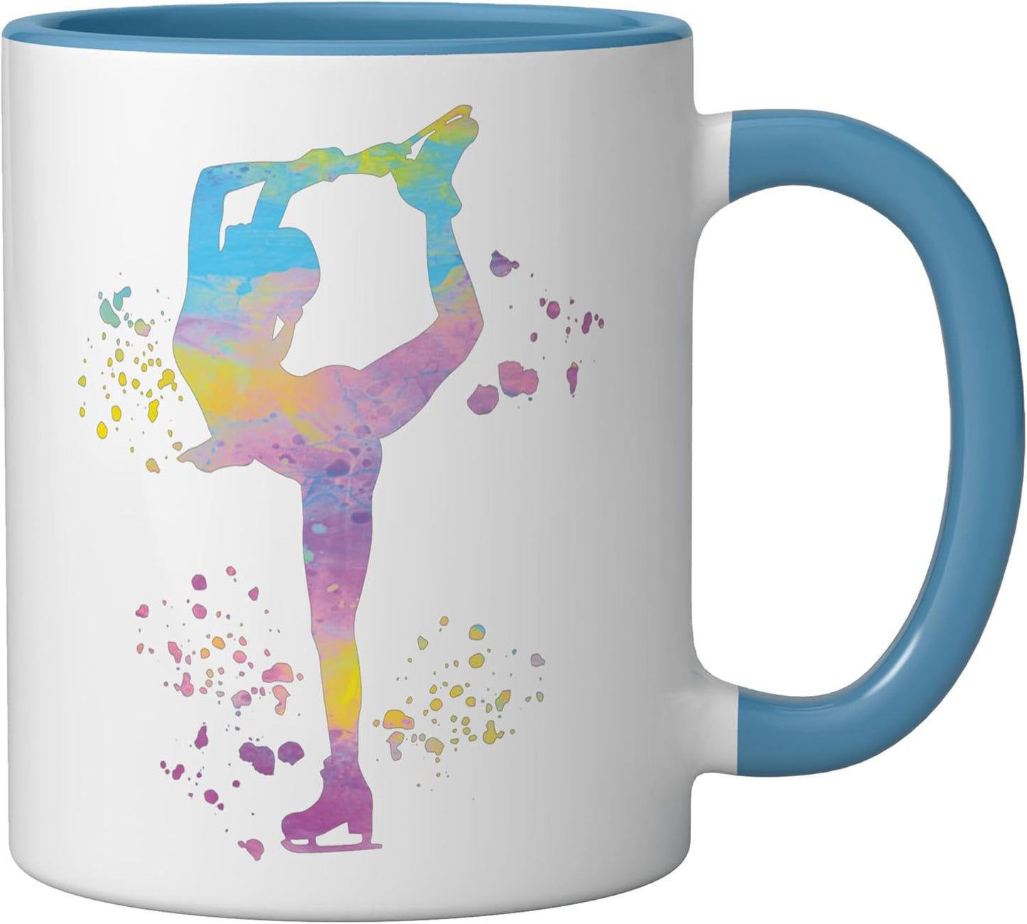 Taza cerámica para patinaje artístico colorida niña azul/blanco