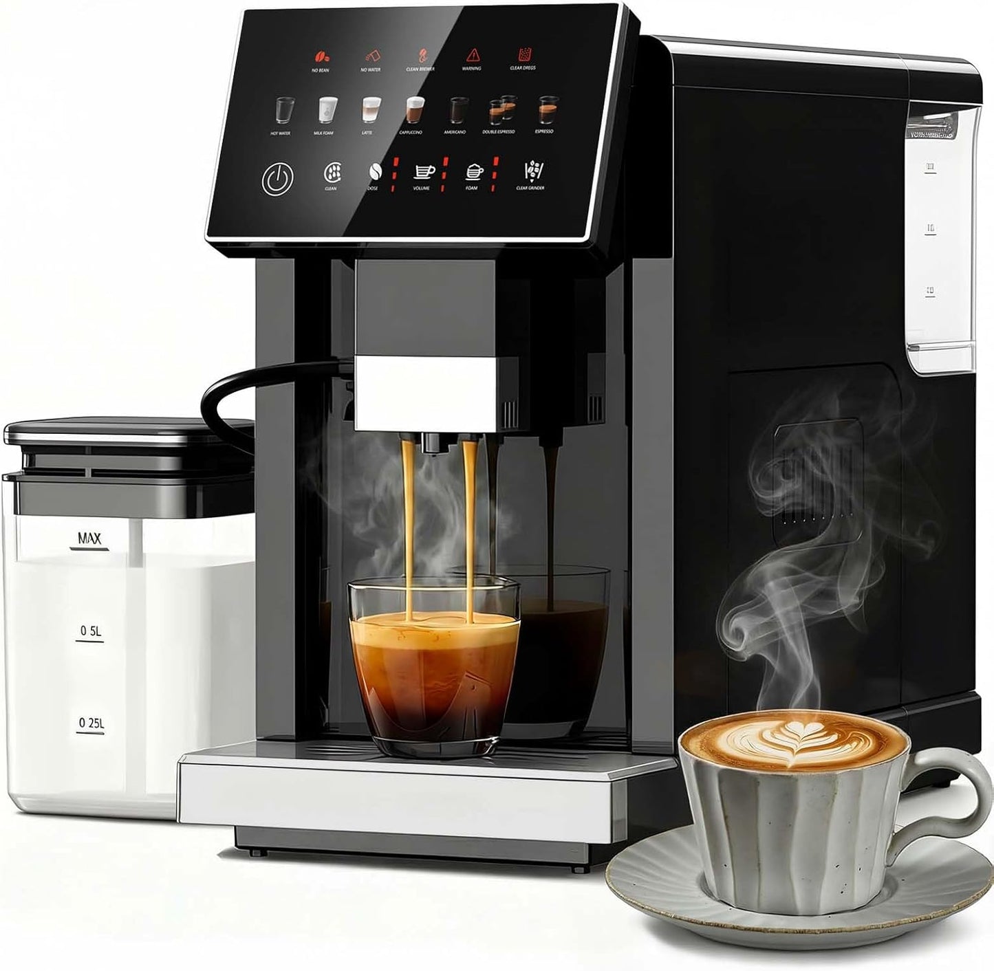 Máquina Café Expreso Automática con Molinillo Espumador Leche