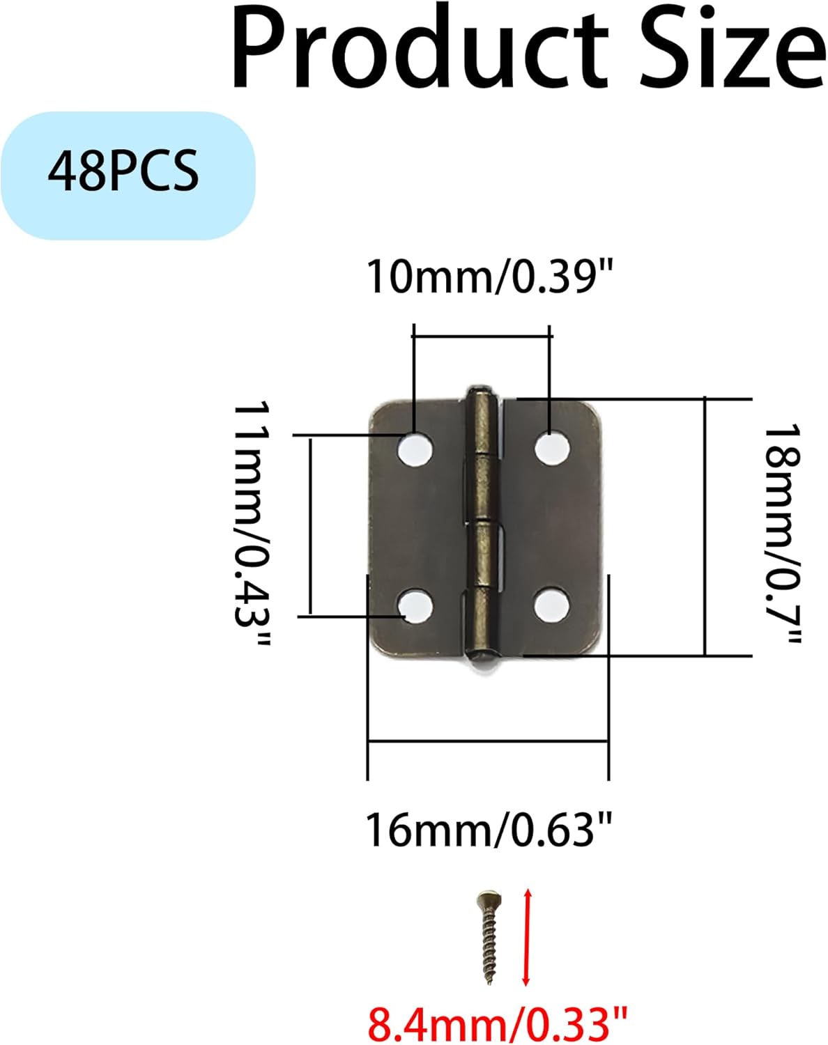 48 Bisagras Metal Bronce Antiguo 0.7pulg Joyero Cajones