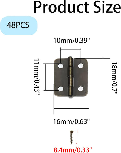 48 Bisagras Metal Bronce Antiguo 0.7pulg Joyero Cajones