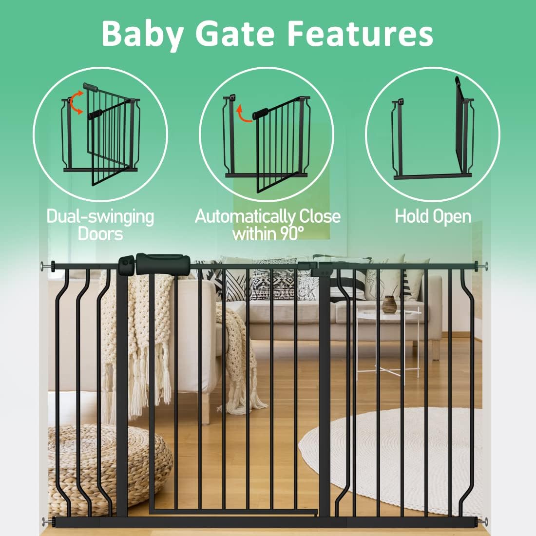 Puerta ancha para bebé y perros con extensión color blanco