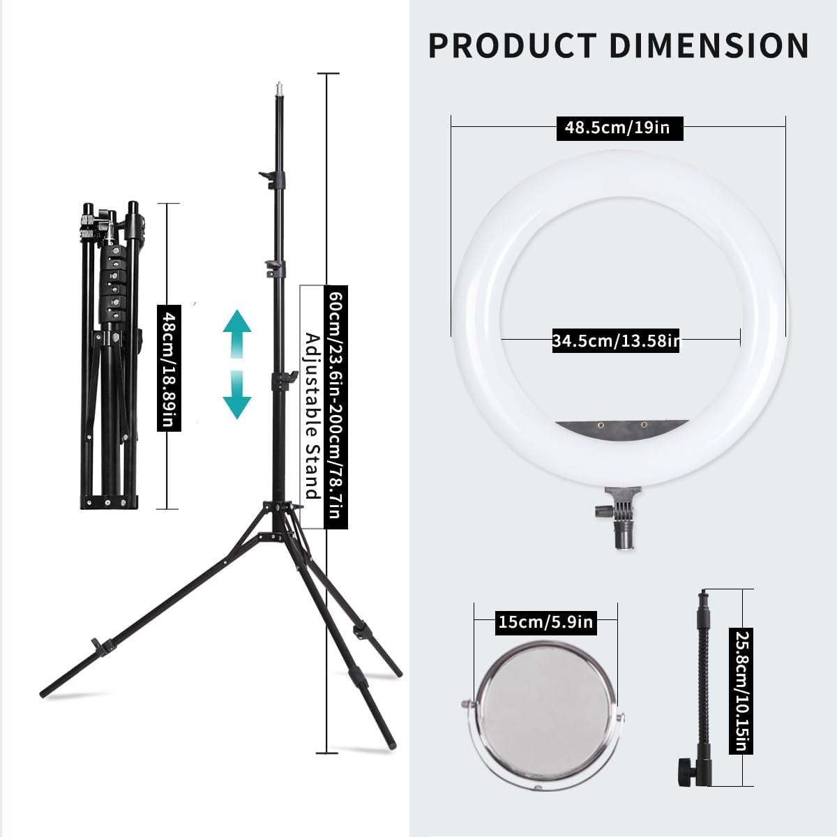 Kit luz LED 19pulg estudio retrato video YouTube