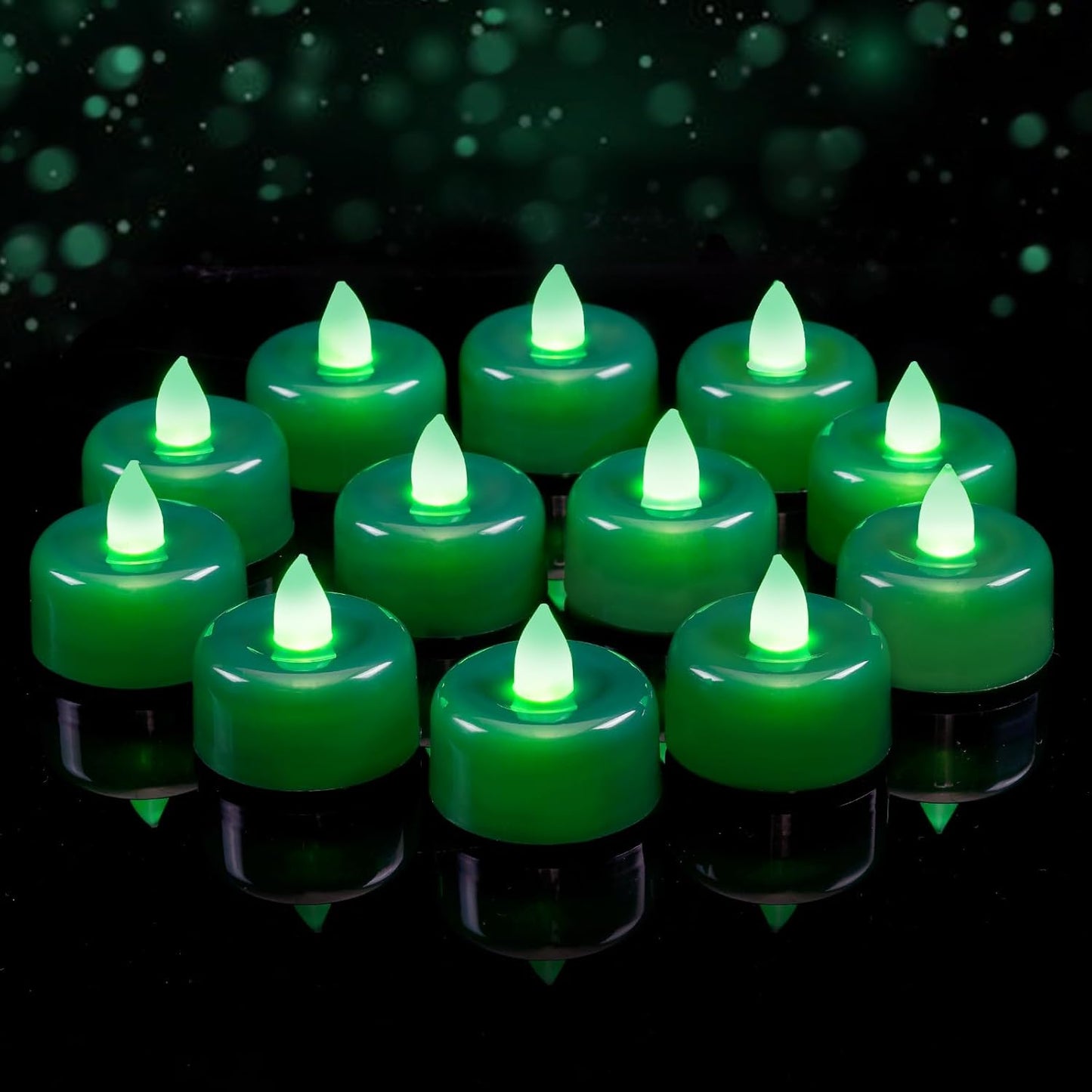 12 Velas LED Verdes Sin Llama Con Pilas Para Fiesta Hogar