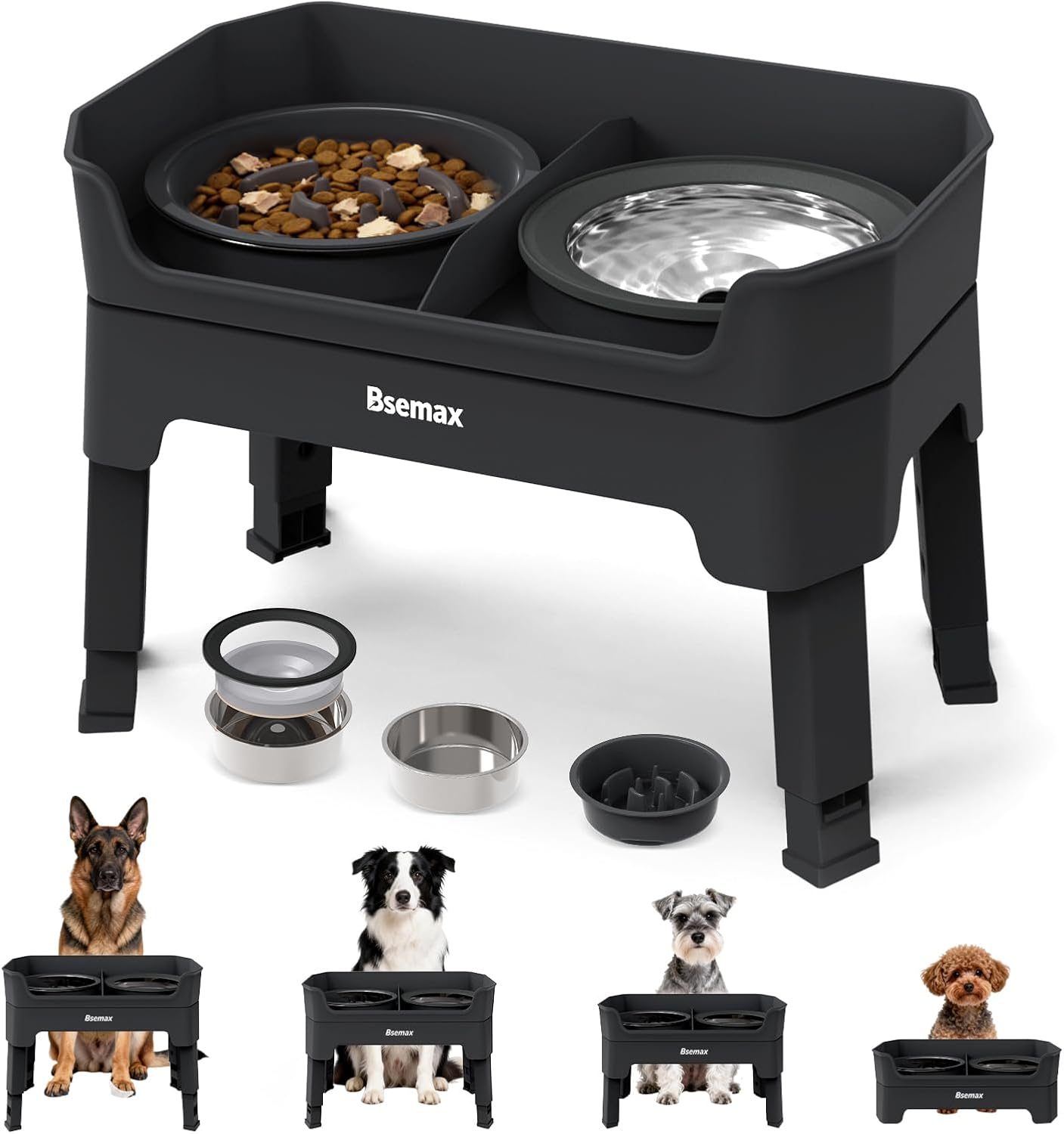 Cuencos elevados ajustables para perros 2 litros acero inox