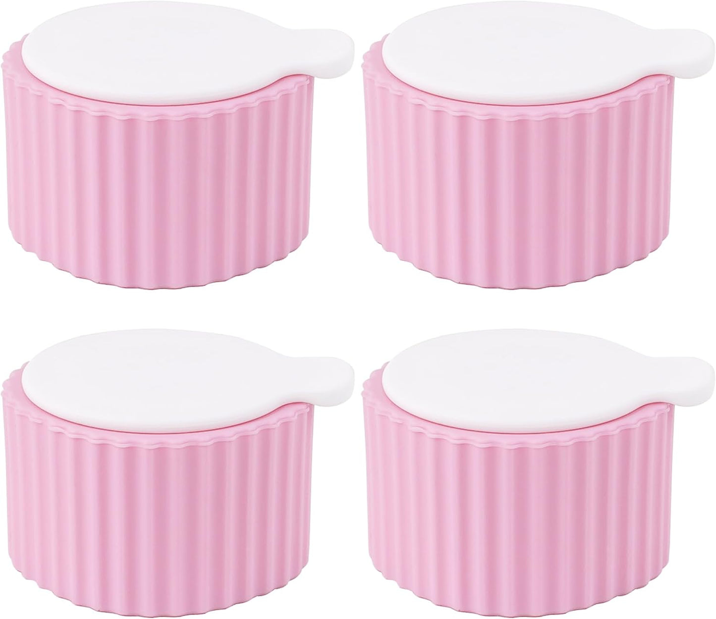 4 Pzas Recipientes Silicona 0.7oz Viaje Presión Rosa