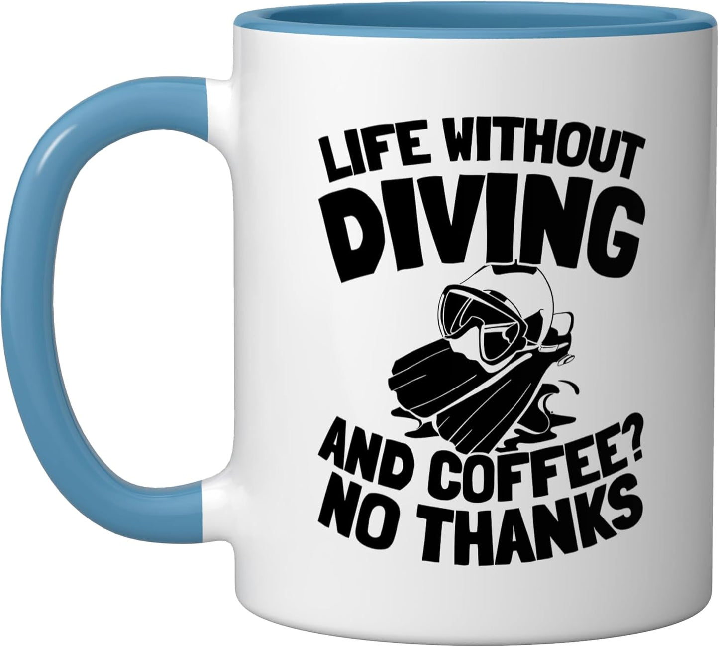 Taza cerámica para buceo y snorkel azul/blanco