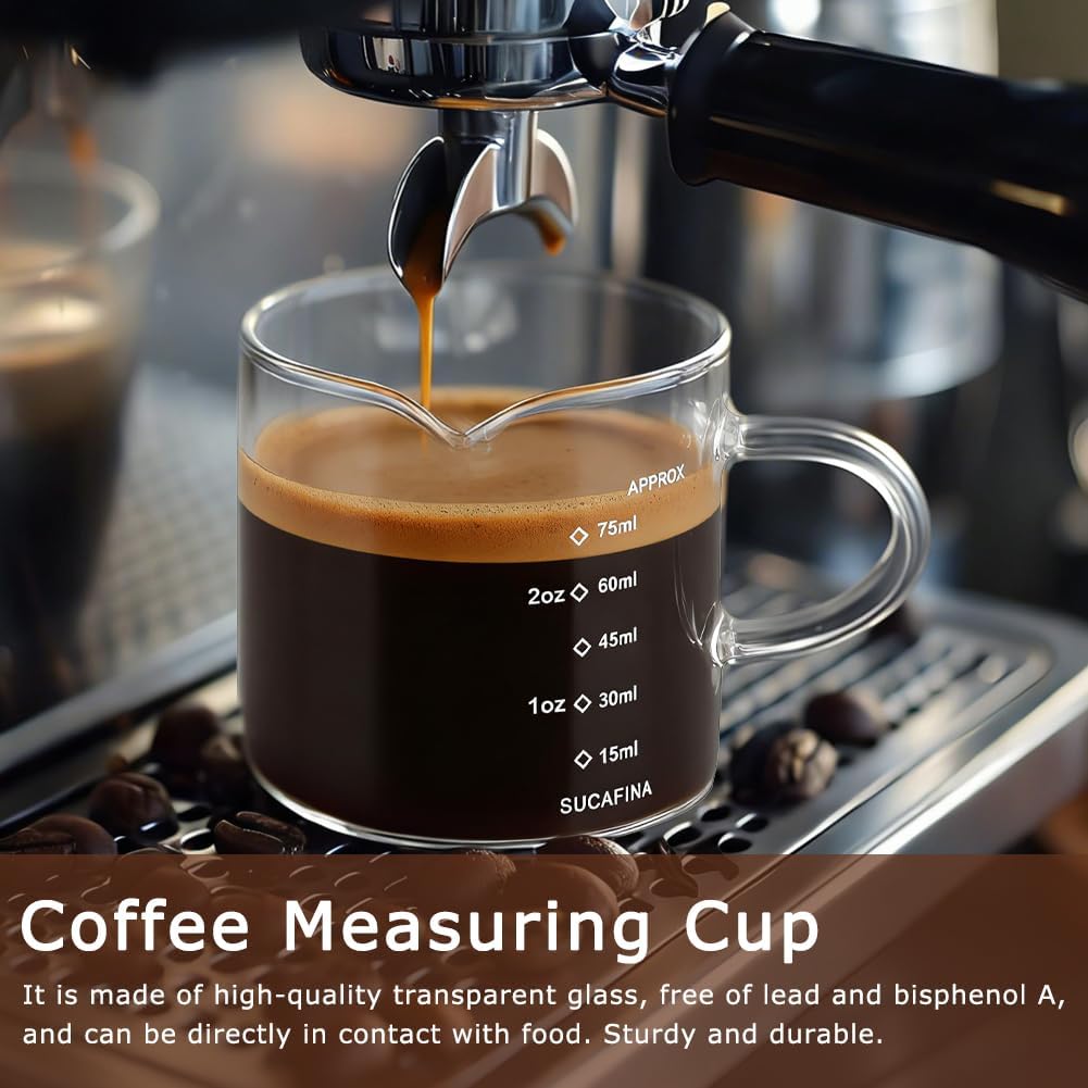 Paquete de 2 vasos de chupito de espresso con asa y doble boquilla