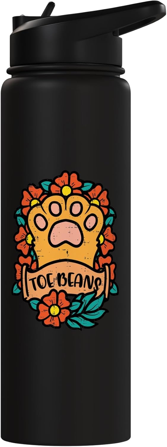 Bebida para perros con flores de acero inoxidable aislada
